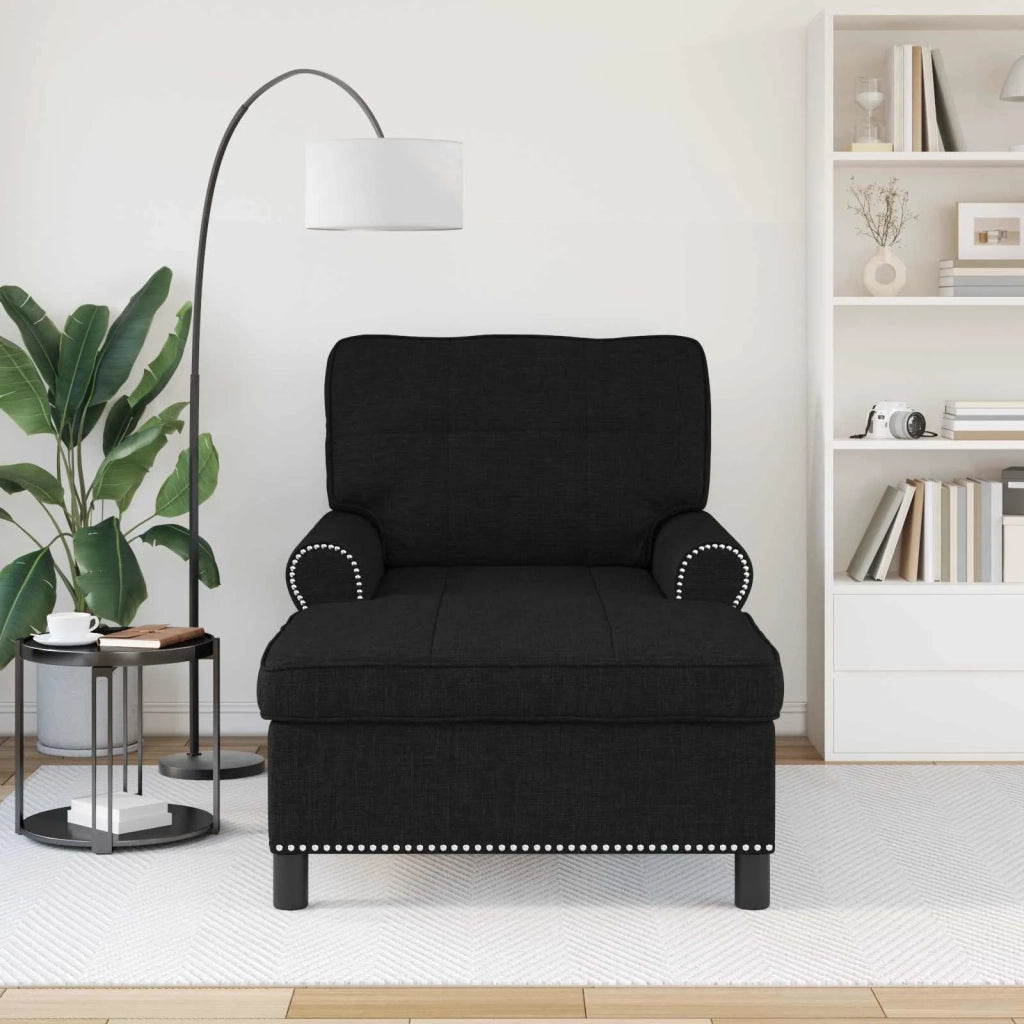 Chaise Lounge con cuscino Nero 91 x 157 x 91 cm Tessuto