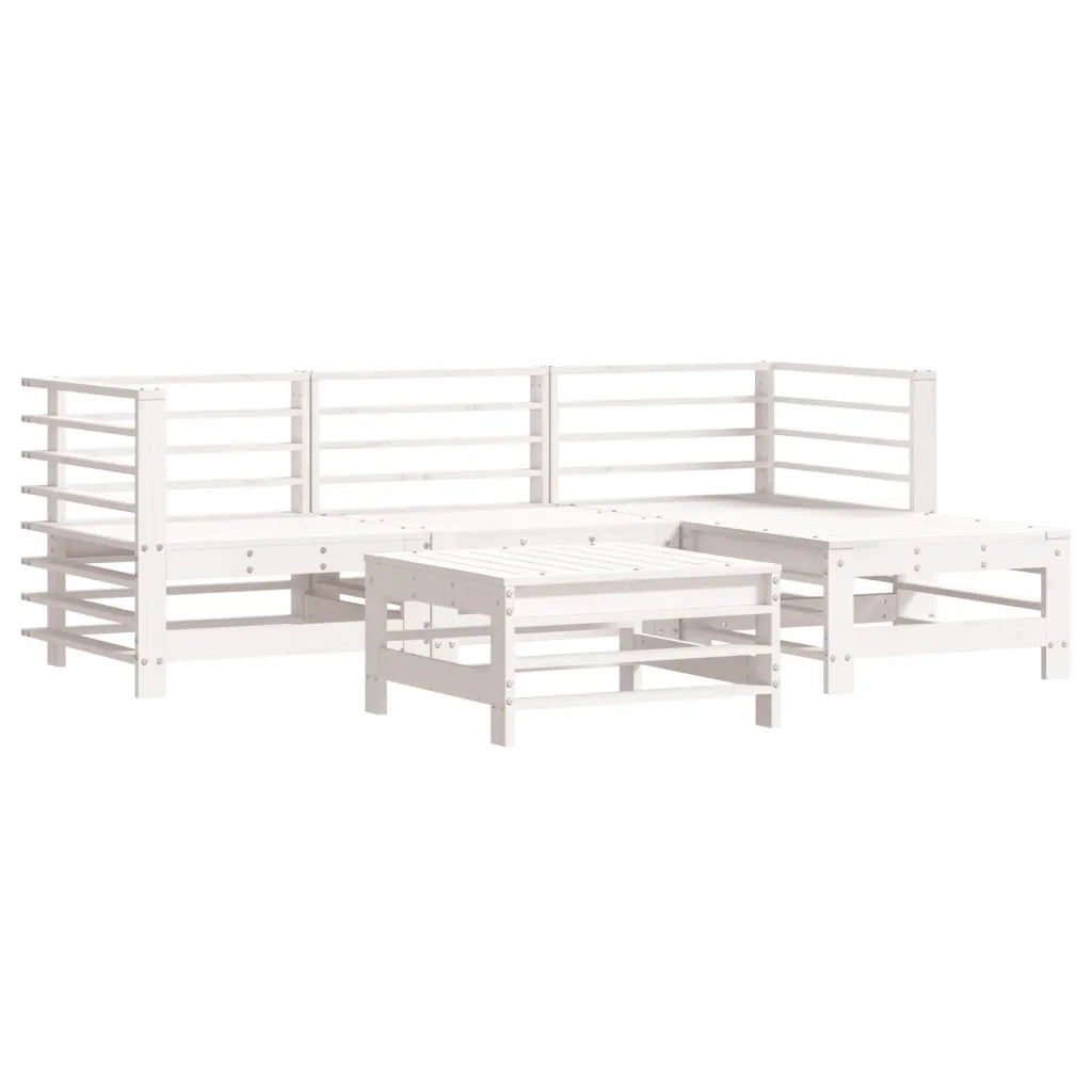 Set Divani da Giardino 5pz con Cuscini in Legno Massello Biancocod mxl 100470