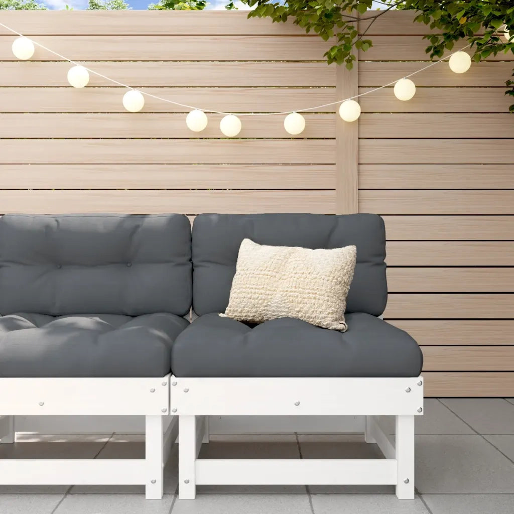 Divano Centrale da Giardino-Sofa Modulare-Divanetto da esterno Bianco in Legno Massello di Pino 524977