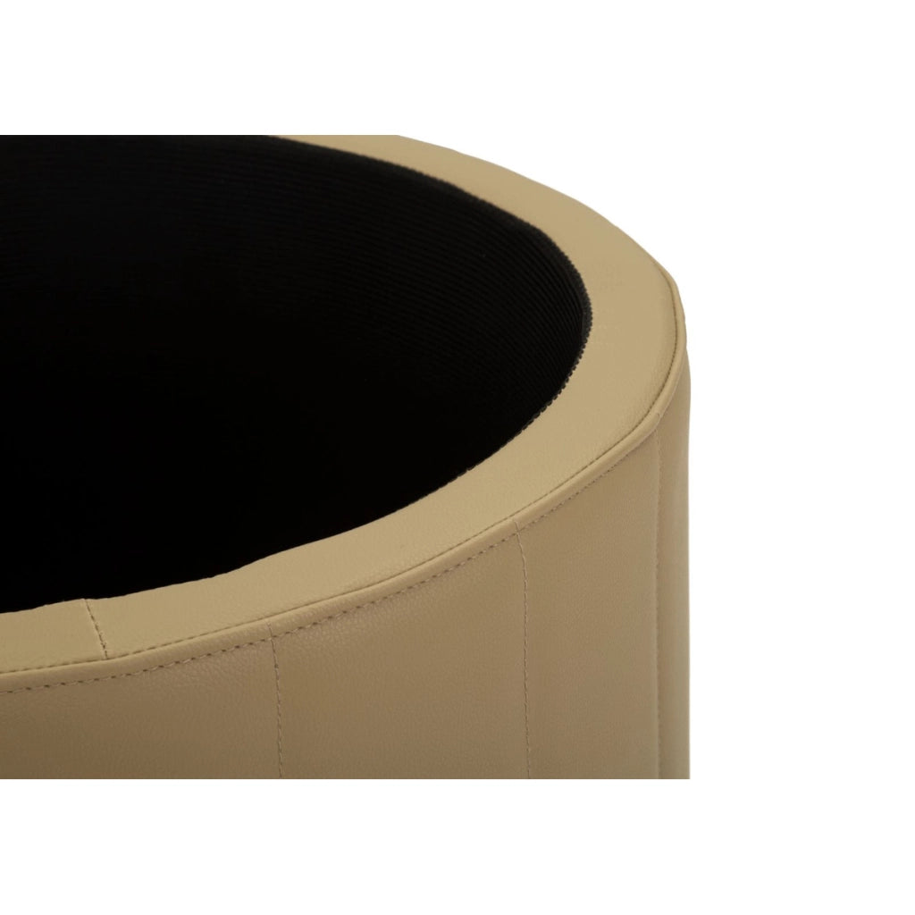 Pouf contenitore London in ecopelle marrone e metallo oro