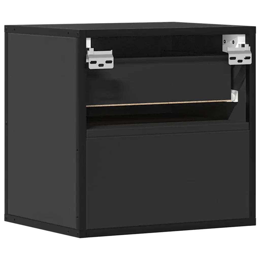 Comodini a Muro 2 pz Nero 40x31x39,5 cm