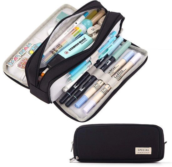 Etui con grande capacità, borsa per adolescenti, borsa con cerniera, contenitore per trucco per la scuola e l'ufficio