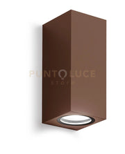 GES915- APPLIQUE RUGGINE 2 LUCI ATTACCO GU10 IP44 6,8X16CM QUADRATO