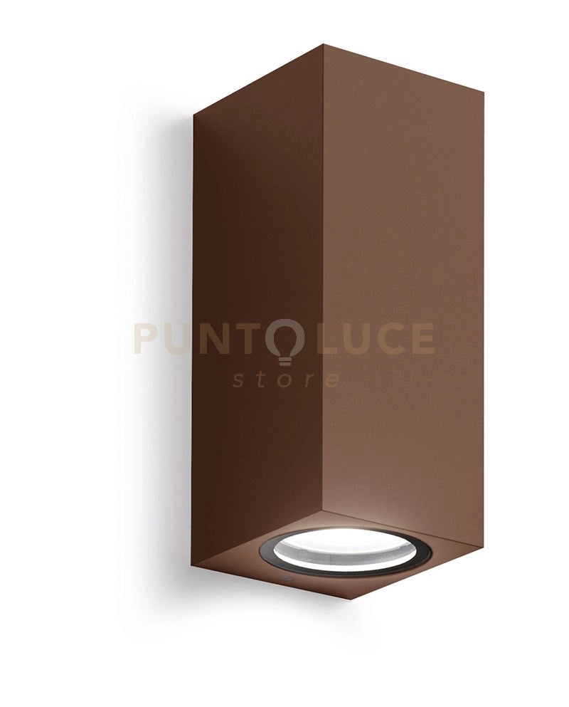 GES915- APPLIQUE RUGGINE 2 LUCI ATTACCO GU10 IP44 6,8X16CM QUADRATO