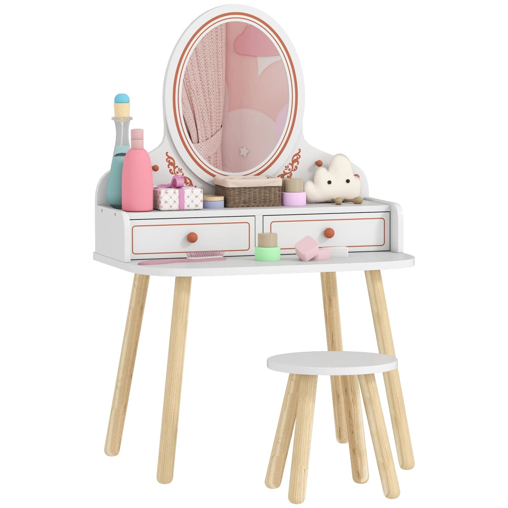 Tocador de Maquillaje con Specchio e 2 Cassetti ¨C zephmum ¨C Bianco
