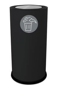 Pattumiera Per Raccolta Differenziata Ø35xh72 cm In Acciaio Verniciato con Coperchio Basculante Nero