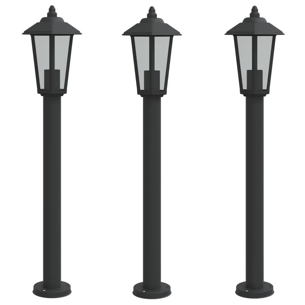 Lampade da Terra per Esterni 3 pz Nere 80 cm in Acciaio Inox 4006386