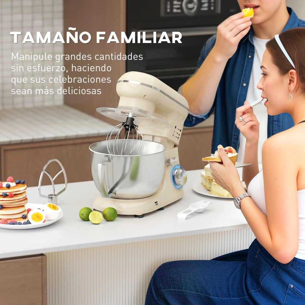 Impastatrice 4,5L 1300W 6 Velocita' ¨C zephmum ¨C Acciaio Inossidabile Beige