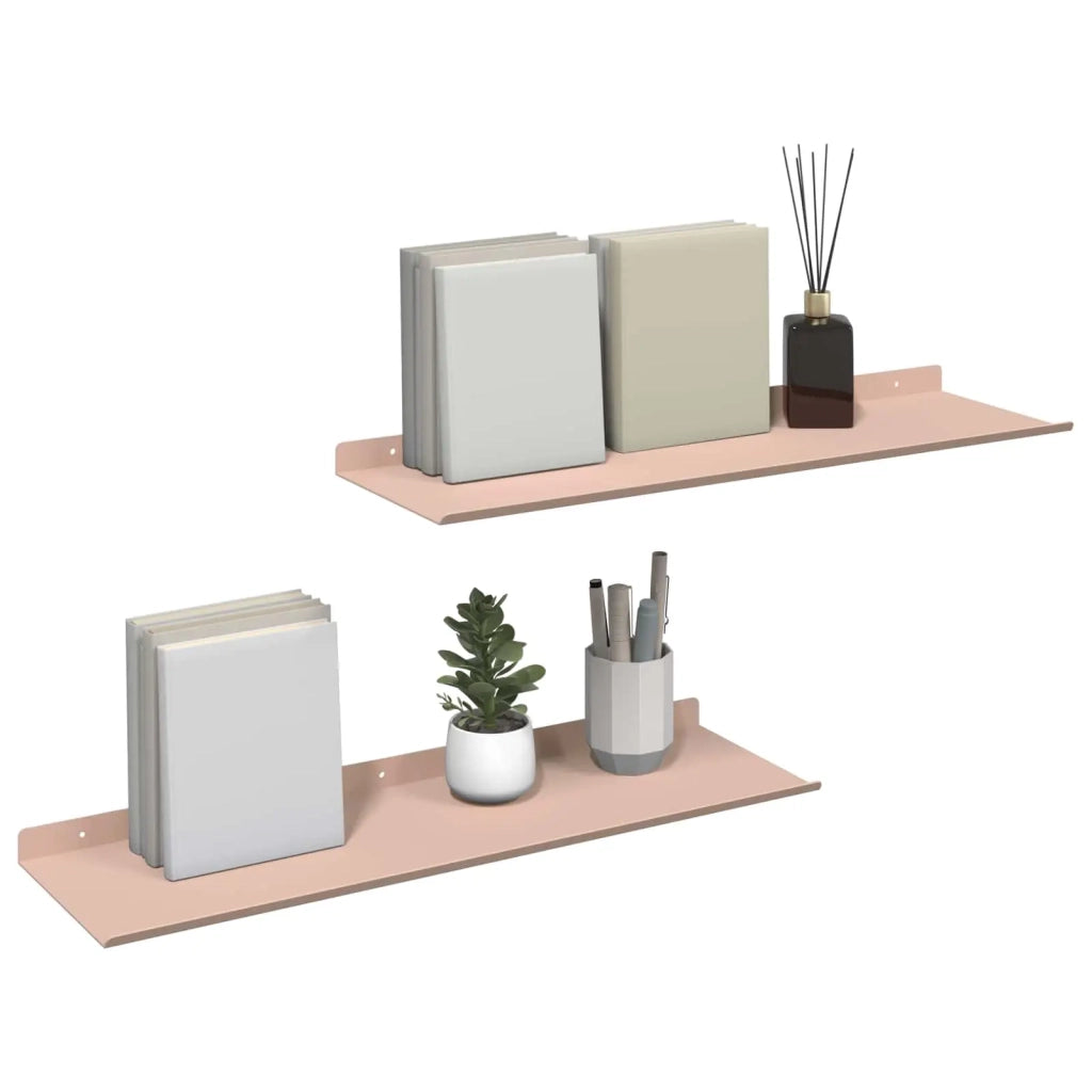 Mensola sospesa 2 pcs Rosa 60 x 18 x 2,5 cm Acciaio
