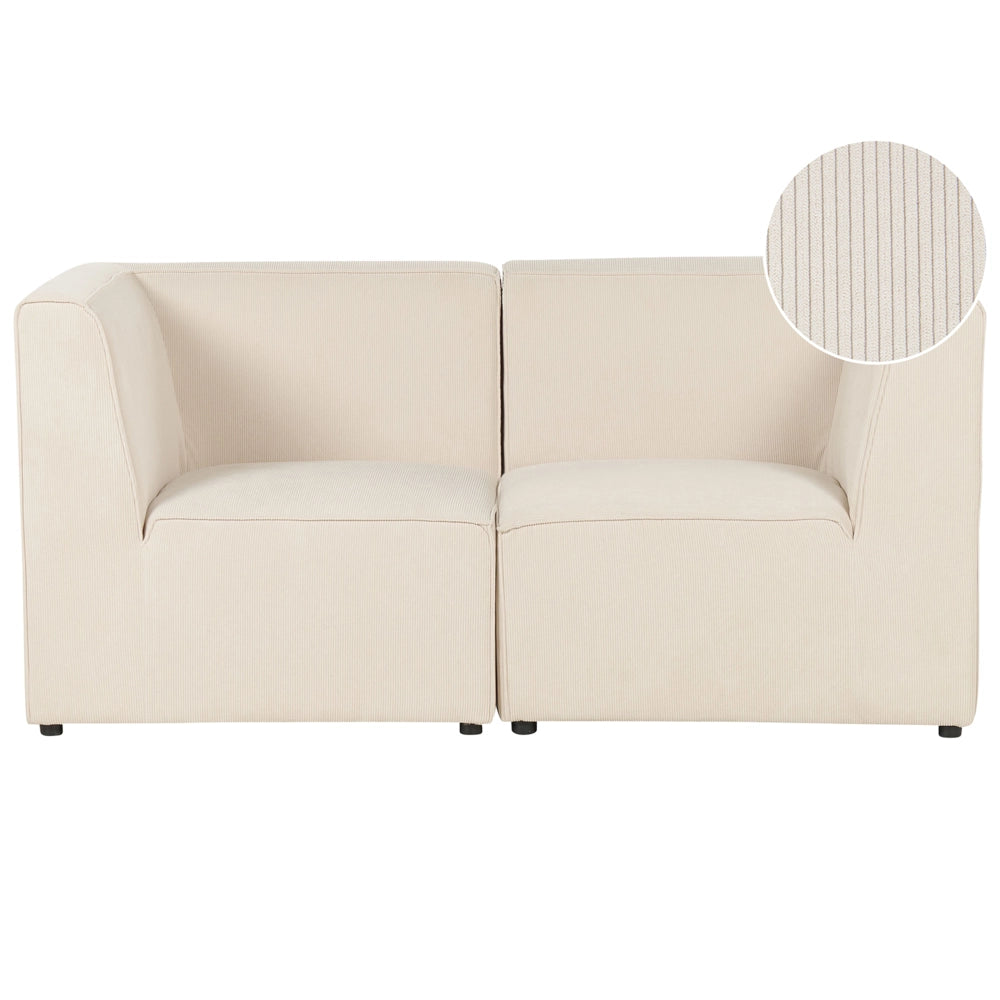 Divano modulare 2 posti in Velluto a coste beige stile classico soggiorno