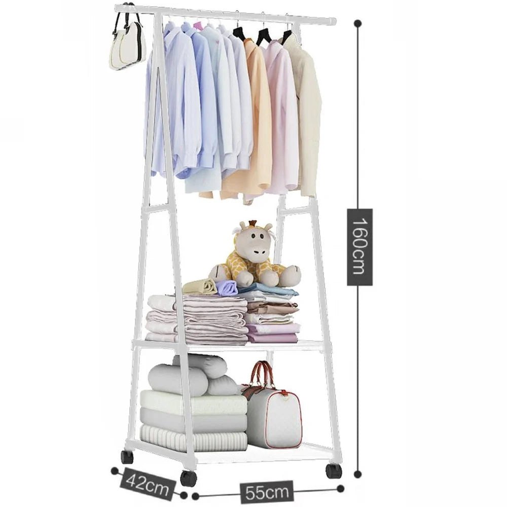 Trade Shop - Stand Appendiabiti Attaccapanni In Plastica E Metallo Camera Da Letto Bianco 68777 -