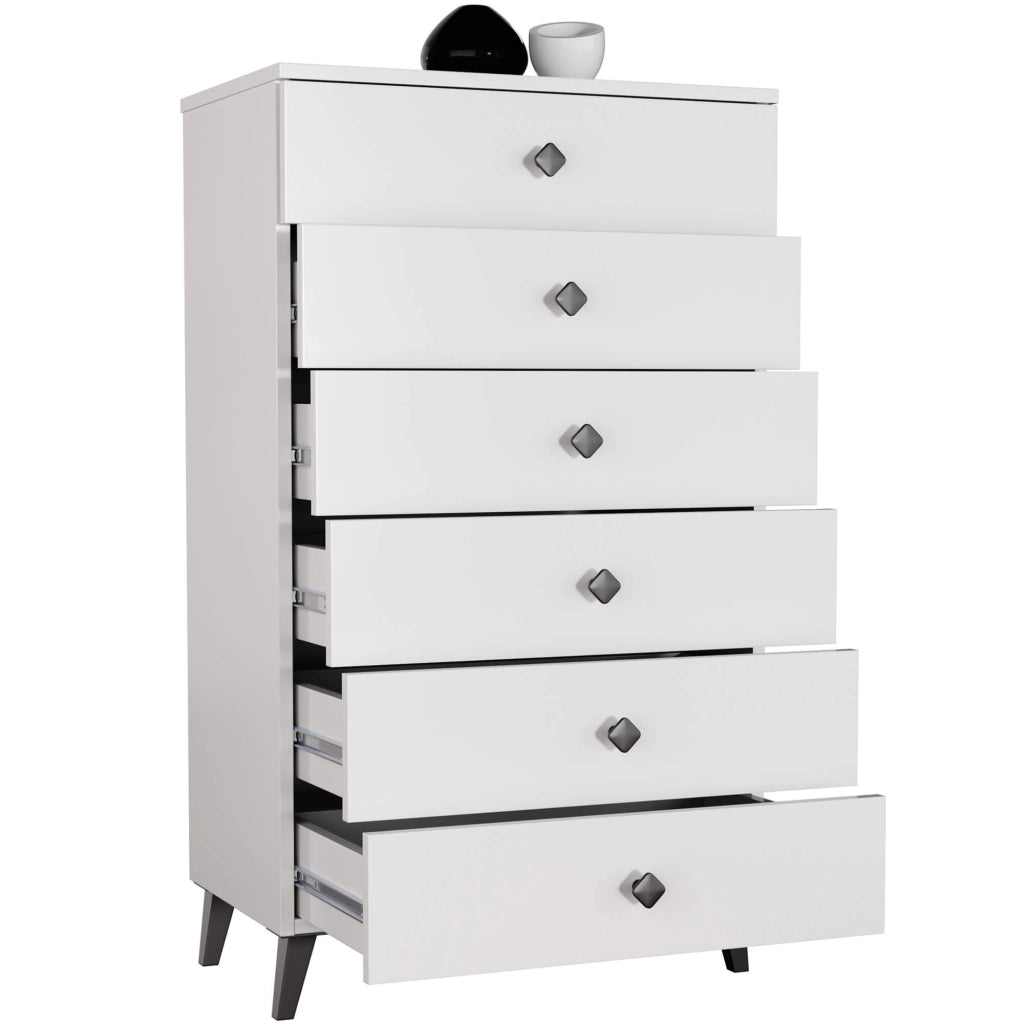 Cassettiera AKORD MOBI color bianco con 6 cassetti L60 x H104 x P37 cm
