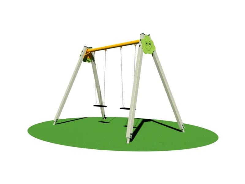 Altalena Alexander 2 posti 952 acciaio alluminio sedili variabili H240cm - Gabbia/orsetto