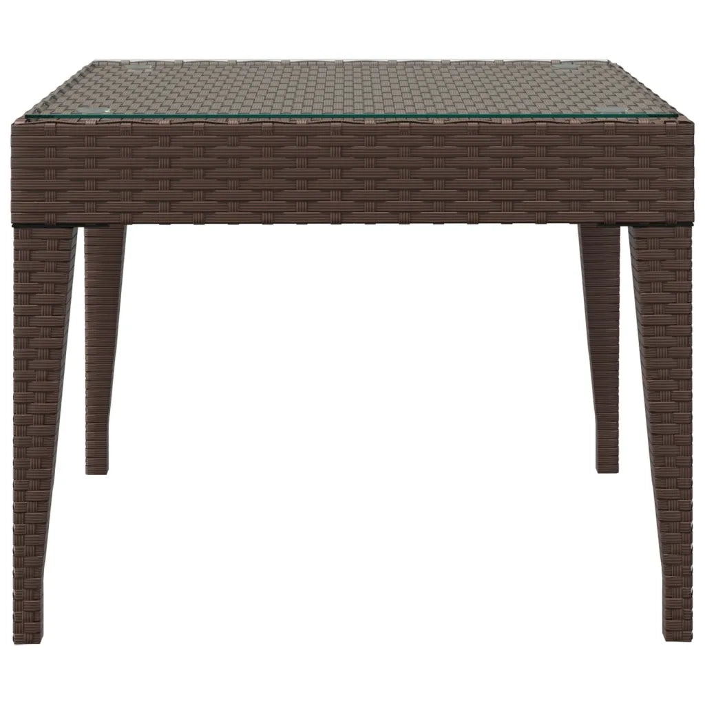 Tavolino Marrone 50x50x38 cm Polyrattan e Vetro Temperato 319403