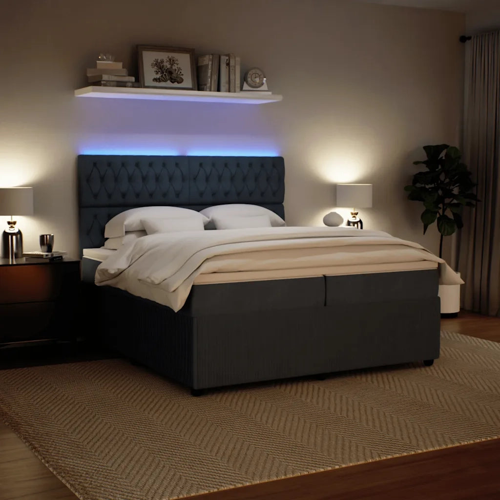 Giroletto a Molle con Materasso Grigio Scuro 200x200 cm Velluto 3294737