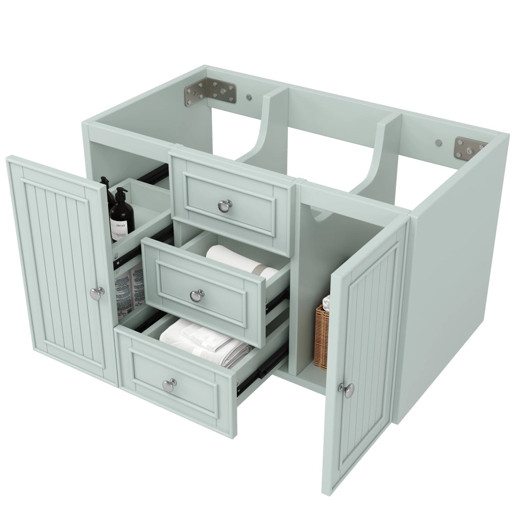 Mobile bagno sospeso con 2 cassetti e 1 anta; vano contenitore; per bagno; in MDF e metallo; verde; 78.5×46×46.8 cm