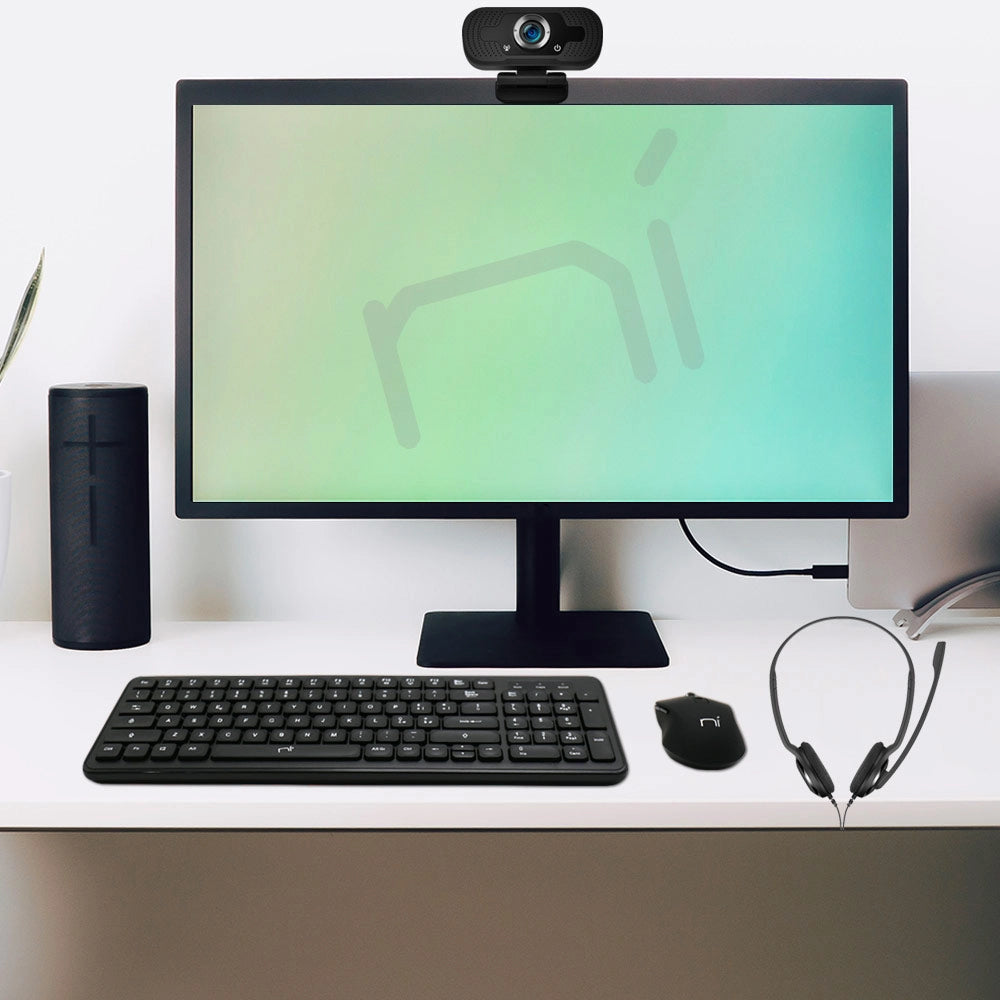 Nonsoloinformatica Kit Smart Working 4in1 Tastiera Mouse Webcam Cuffie