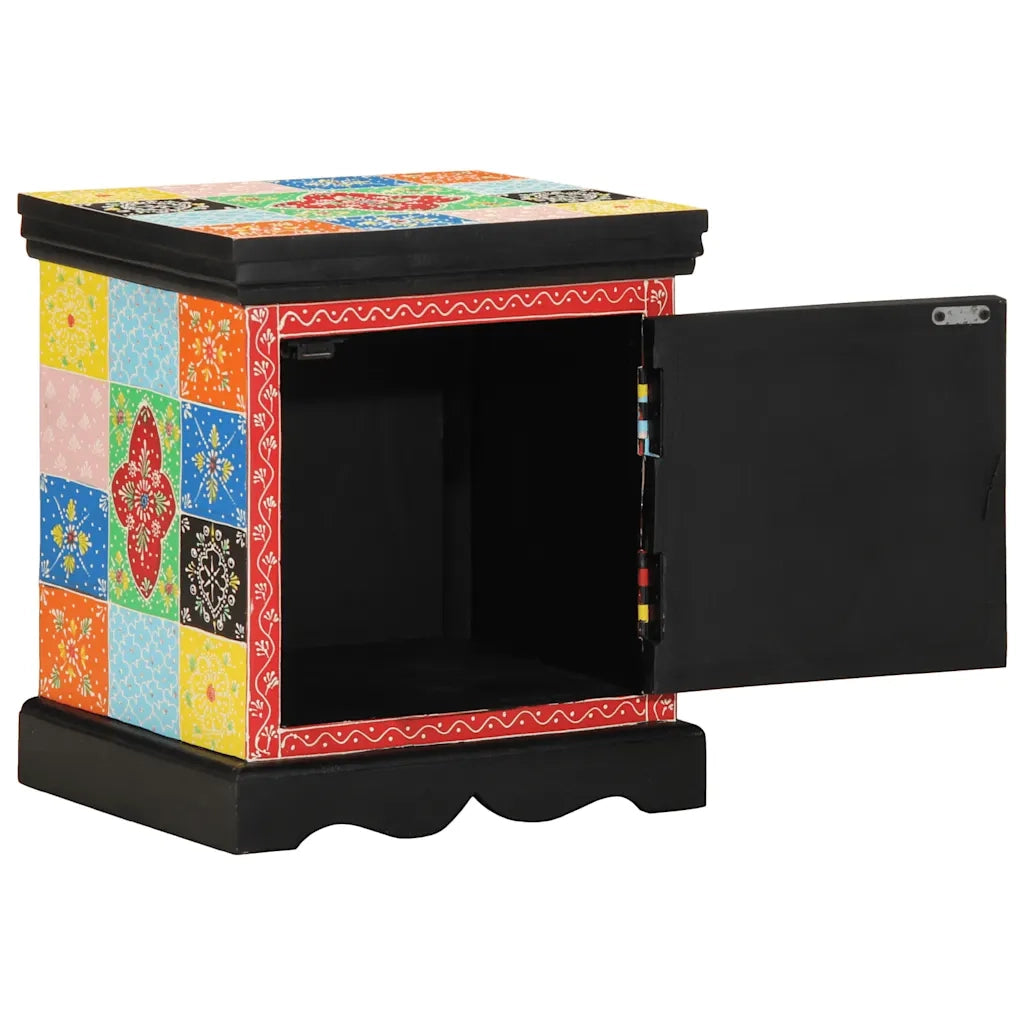 Comodino Multicolore 40x35x45 cm in Legno Massello Mango 4017562