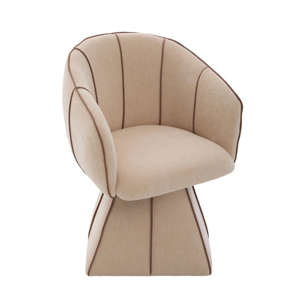 Poltrona girevole in Chenille, seduta ergonomica con schienale alto, colore Camel, per camera da letto e soggiorno