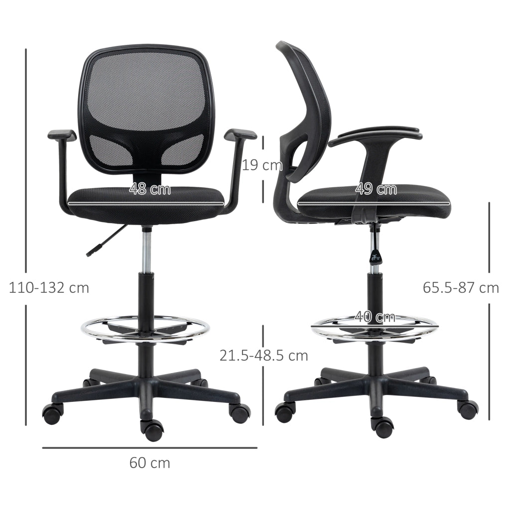 Sedia da ufficio ergonomica girevole con altezza regolabile poggiapiedi schienale in mesh e schiuma nera