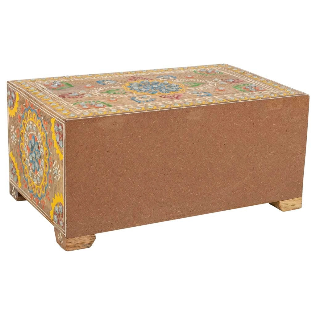 Portagioie in legno dipinto a mano con 2 cassetti marroni 23x14x10h