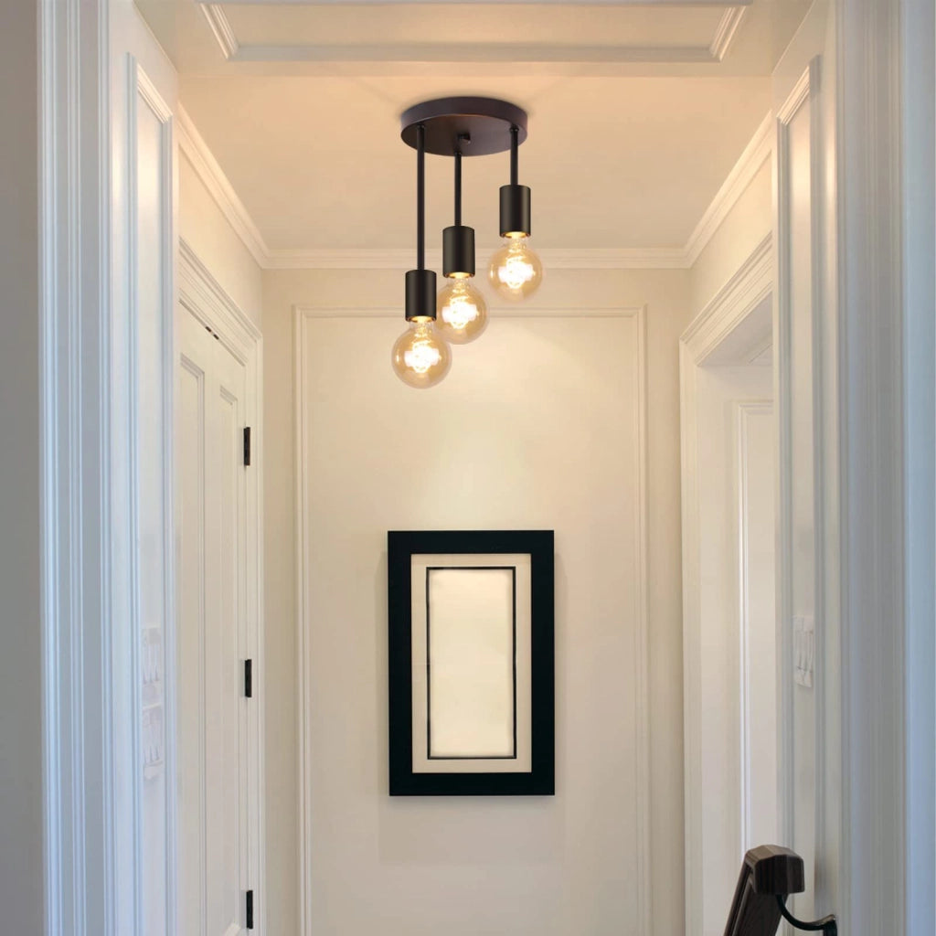 ZMH Faretto da soffitto neri tripli E27 stile industriale retrò per ristorante corridoio soggiorno senza lampadina
