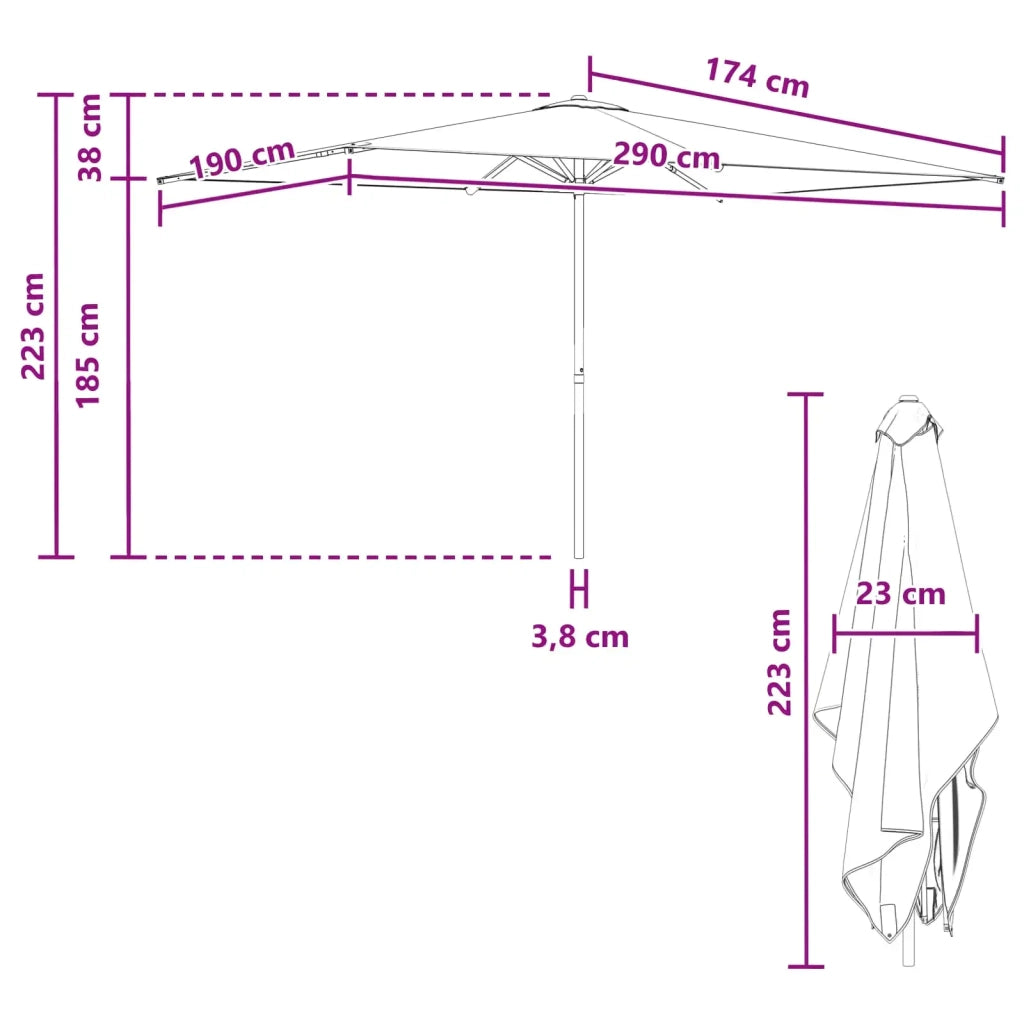 Ombrello da giardino 200 x 300 cm Poliestere Rettangolare 42036176