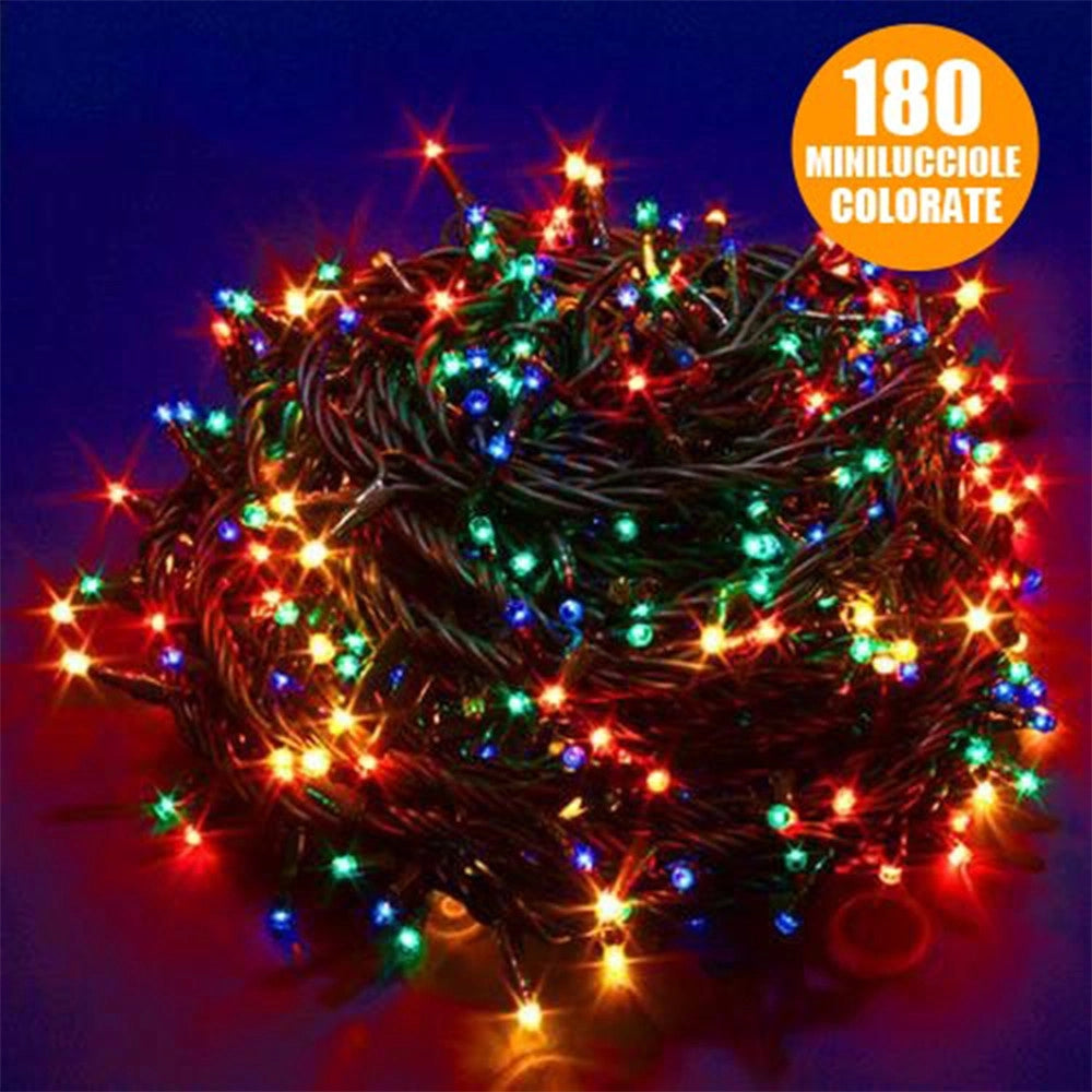 Trade Shop - Catena Luci Natalizia 9 Metri 180 Minilucciole 3 Vie Multicolor Con Controller -