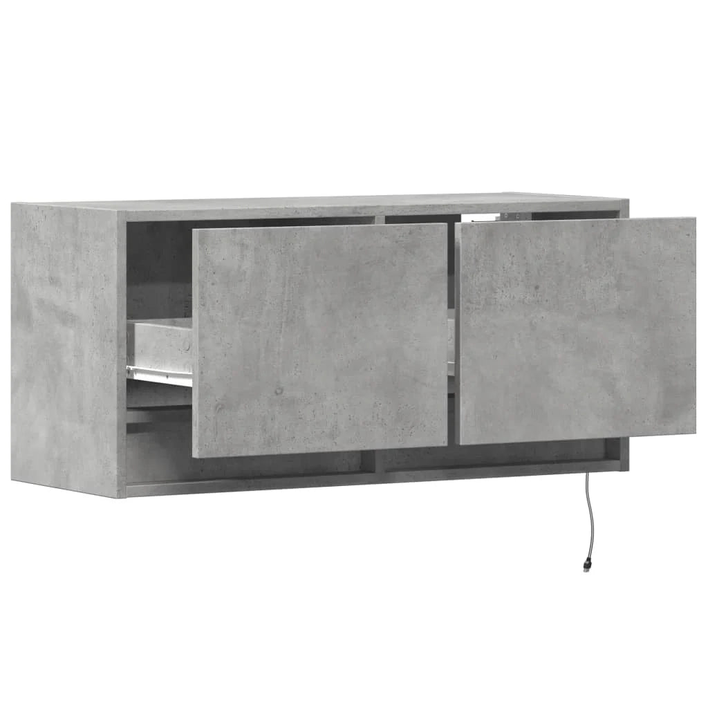 Mobile TV multimediale scaffale TV credenza mobile TV sala da pranzo soggiorno camera da letto montaggio a parete con luci LED 80 x 31 x 35 cm grigio 02_0027915