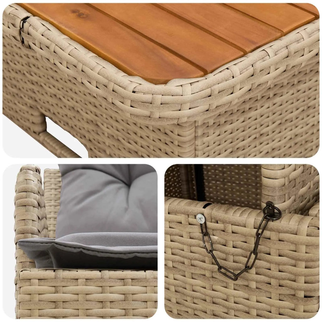 Divano da esterno-Divano da Giardino con Braccioli e Tavolo Alzabile 2 Pezzo 937536