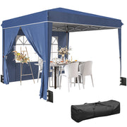 Gazebo Pieghevole 3x3 m con Pareti e Altezza Regolabile, Protezione UV 50+, Blu Scuro