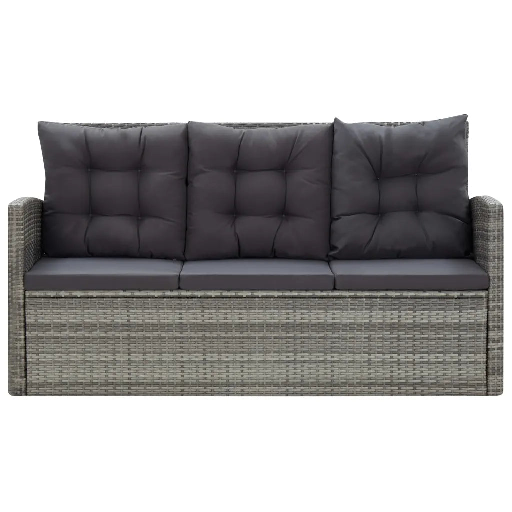 Set da Pranzo da Giardino 5 pz con Cuscini in Polyrattan Grigio cod mxl 35779