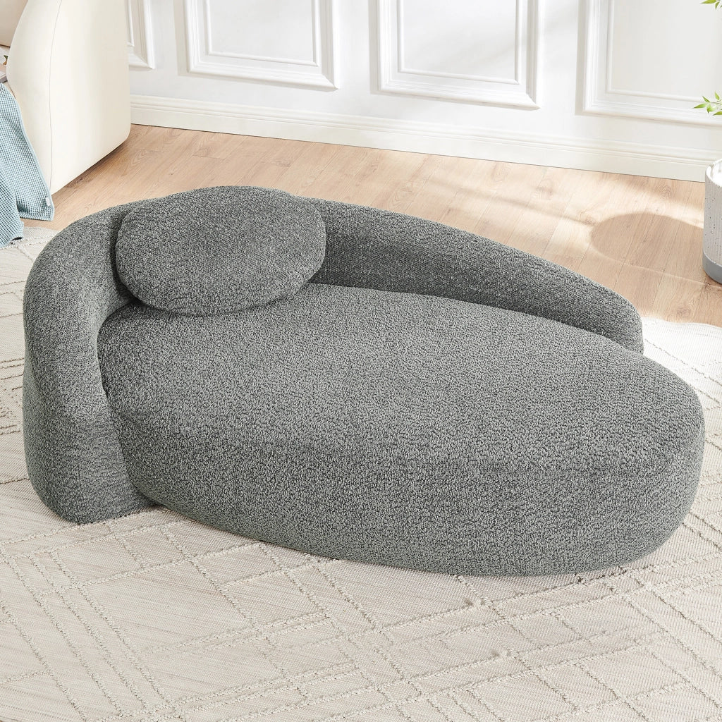 DIVANO in tessuto Teddy Grigio Scuro con cuscino poggiatesta integrato