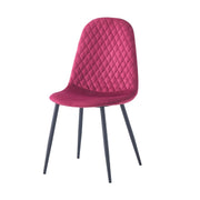 Set 4 Sedie imbottite velluto rosso Bretta con schienale trapuntato