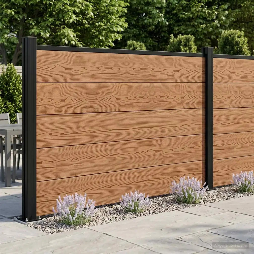 Pannello di Recinzione WPC e Alluminio Marrone 42039070