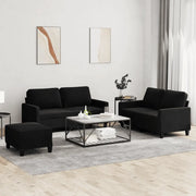 Set di Divani 3 pz con Cuscini Nero in Velluto