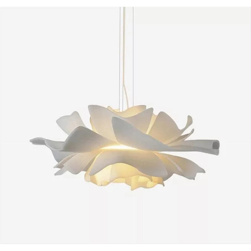 Trade Shop - Lampadario A Sospensione A Forma Di Fiore Petali Bianco Luce Attacco E27 Ip20 71607 -