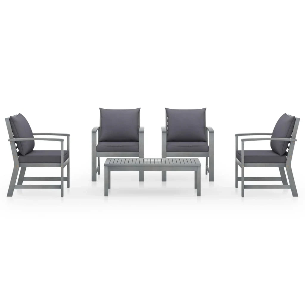 Set di mobili da giardino mobili da esterno 5 pezzi con cuscini legno massello di acacia grigio 02_0016292