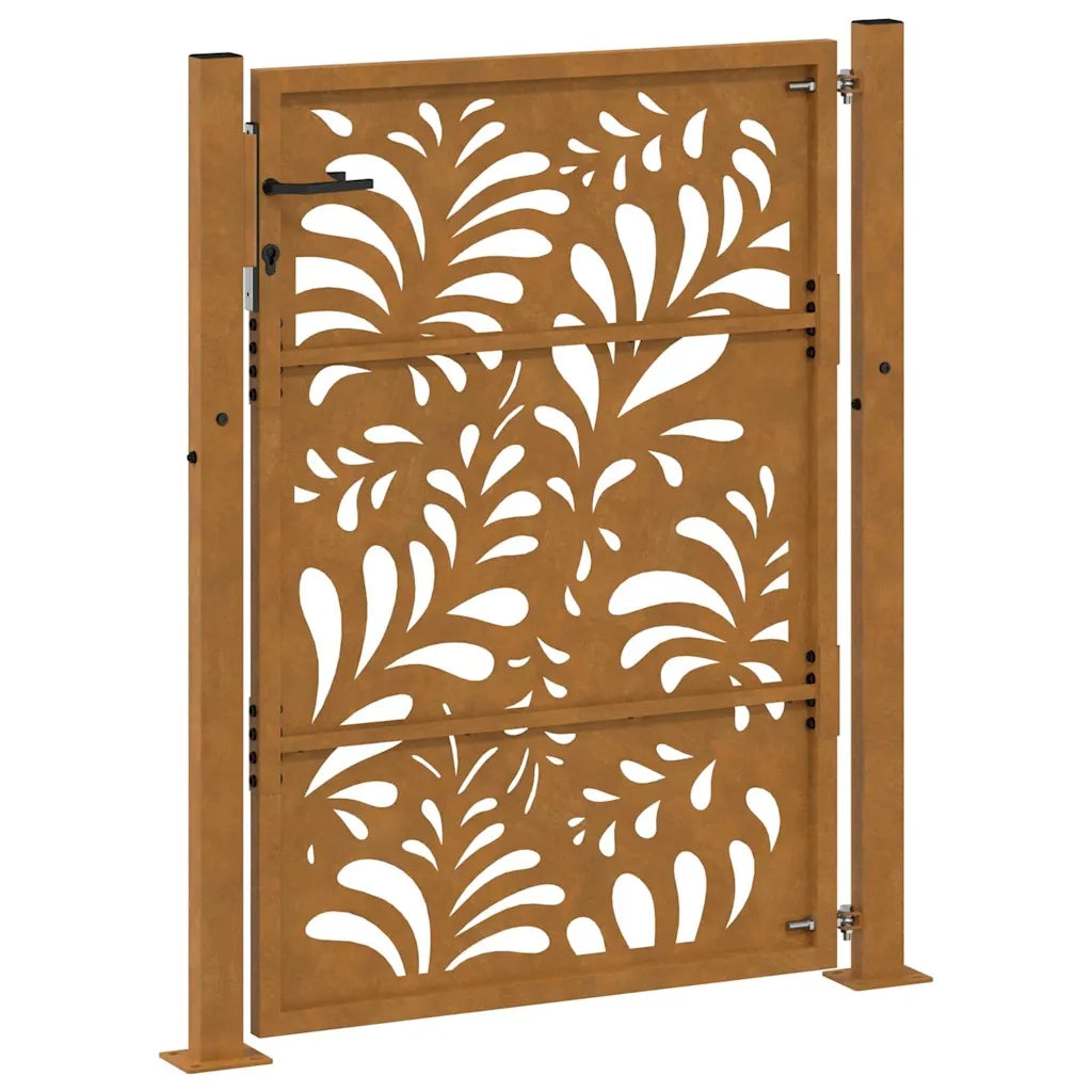 Cancello da Giardino 105x155 cm Acciaio Corten Design Ondulato