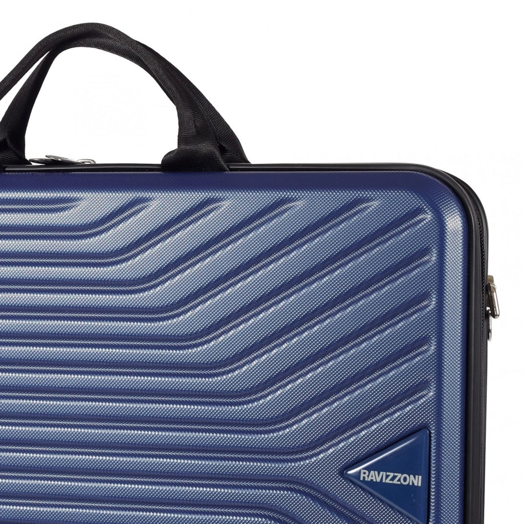 Borsa rigida da viaggio porta pc, tablet, tracolla, scomparti interni, blu Ravizzoni