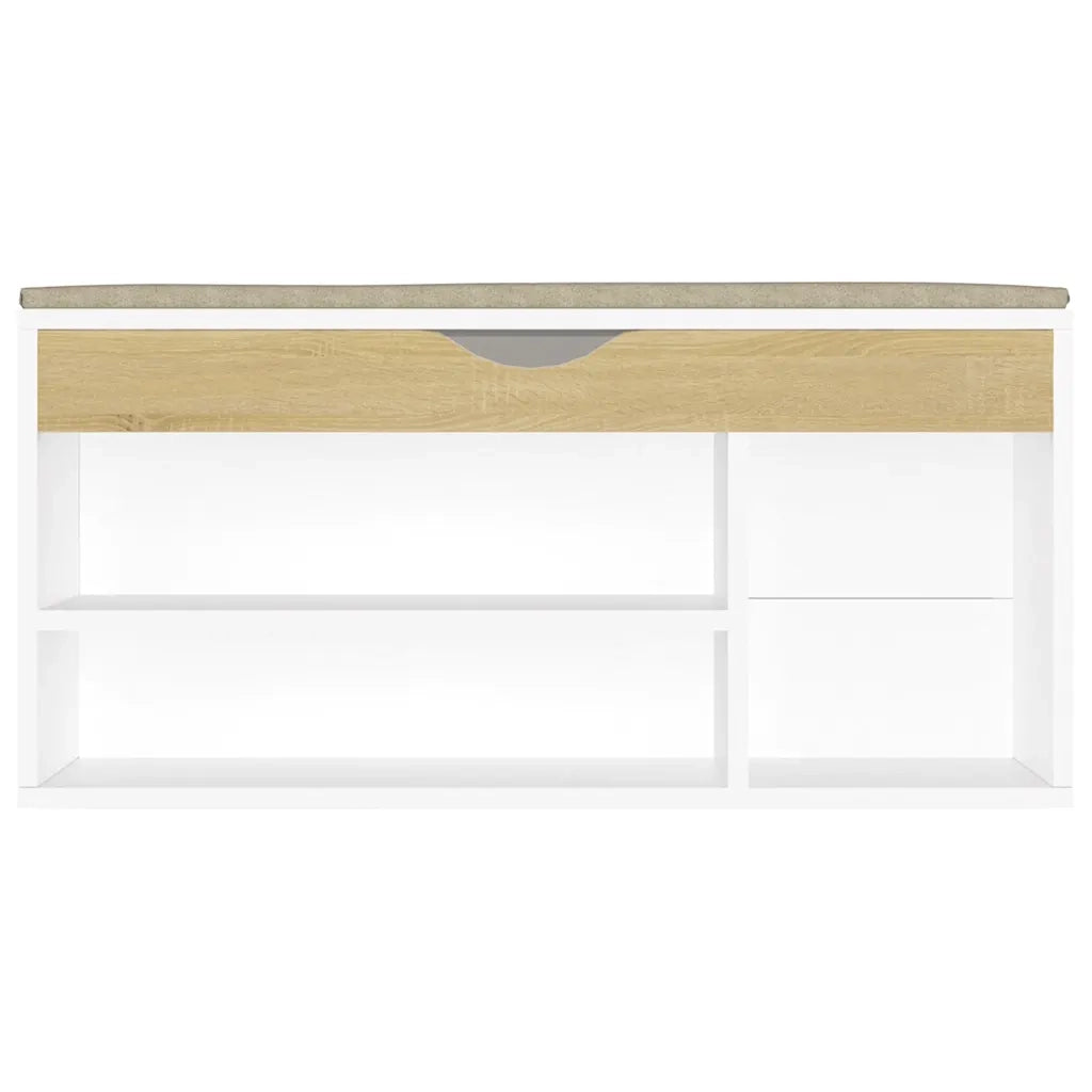 Panca Scarpe Cuscino Bianco Rovere Sonoma 104x30x49 Multistrato