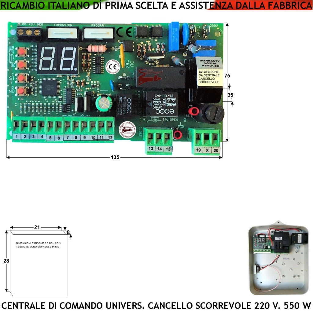 Centrale Ricambio Cancello Scorrevole Per Motore 230 V 750 W Funzioni Programmabili Display Forza Lavoro Rallentamenti Compatibile Proteco Rileva Osatacolo Condominiale Pedonale Radio 99 Codici Stealt