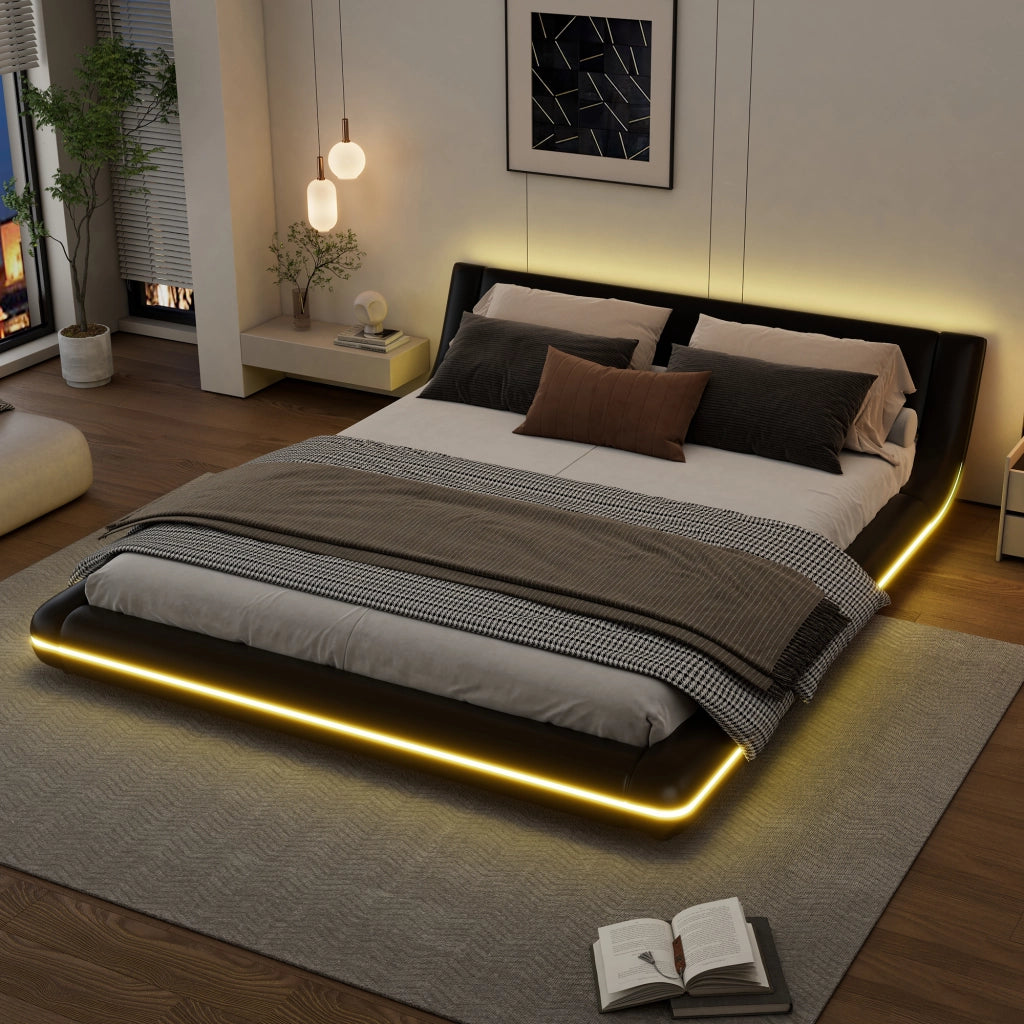 letto basso pu nero 160 x 200 cm