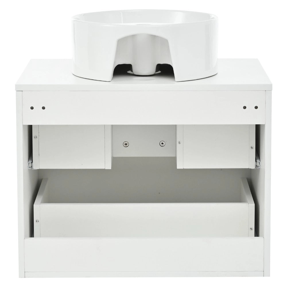 Mobile Bagno Sospeso con Lavabo in Ceramica e 2 Cassetti in Legno ¨C Xylo ¨C 60 cm