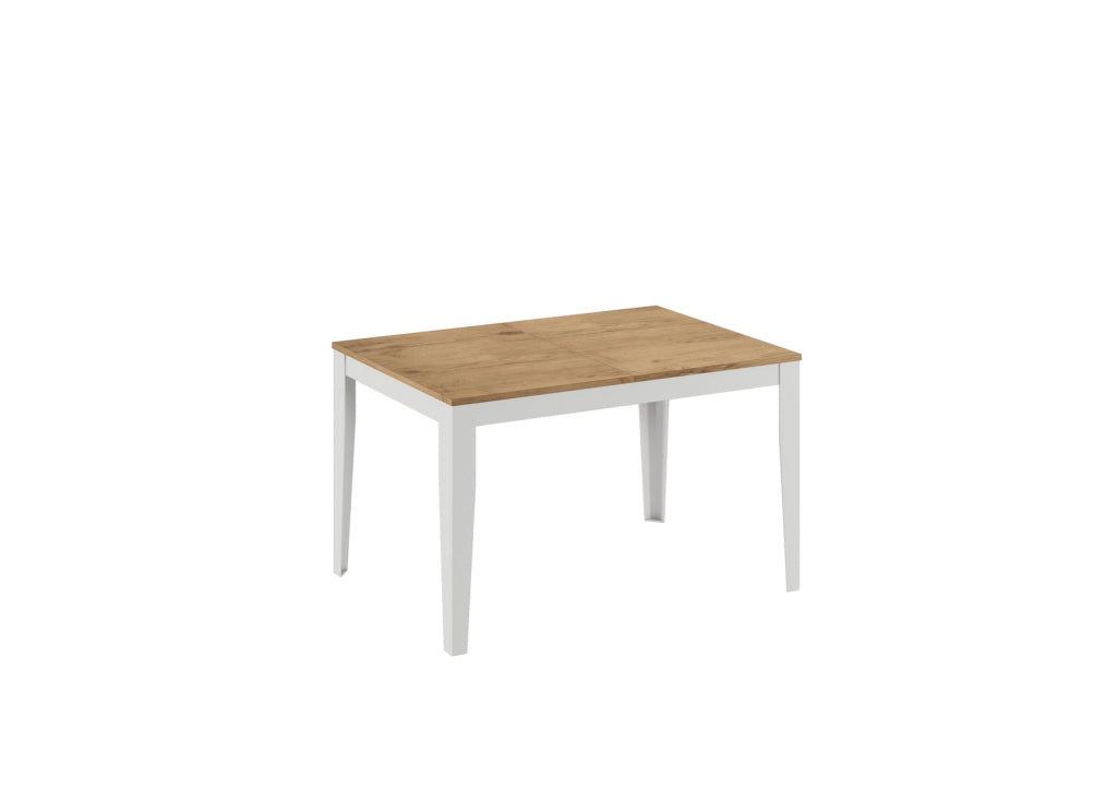 Tavolo allungabile Big in melaminico rovere con base in metallo bianco - Dimensioni 130/290x80x76 cm - Design moderno ed elegante