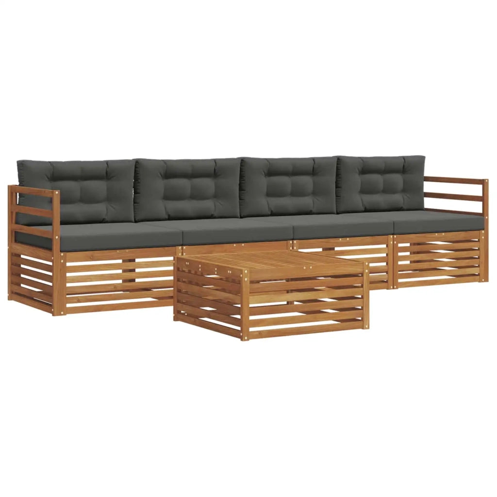 Set di divani da esterno con cuscino 5 pcs Naturale e Antracite 3372962