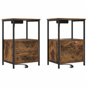 Set di 2 Comodini | Armadio da Notte | Mobiletto da notte con cassetto Rovere fum¨¦ 40 x 31 x 60 cm