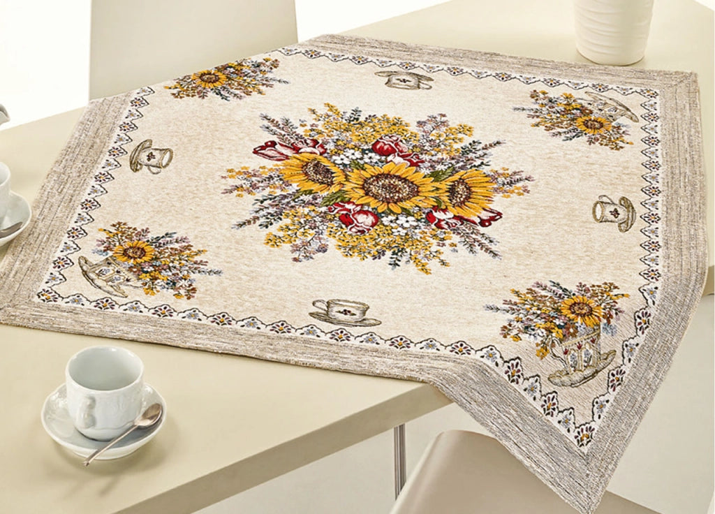 Tovaglia Copritavolo Centrino Runner Tavola Fantasia Floreale Sunlight Girasoli - 90x90 - Sunlight