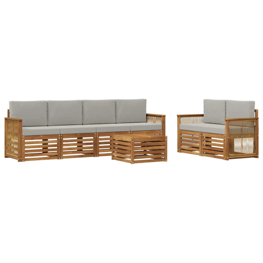 Set di divani da esterno 7 pz Naturale e Grigio Chiaro 3384057