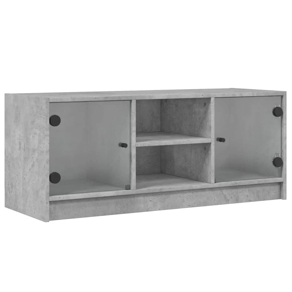 Mobile TV multimediale scaffale TV credenza mobile TV sala da pranzo soggiorno camera da letto con ante in vetro 102 x 37 x 42 cm grigio 02_0026905